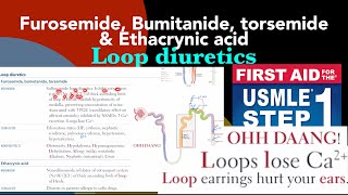 Loop diuretics Furosemide Bumitanide Torsemide amp Ethacrynic acid in HindiUrdu by first aid [upl. by Neltiak]