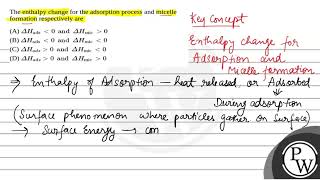 The enthalpy change for the adsorption process and micelle formation respectively are [upl. by Aipmylo392]