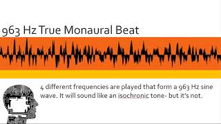 963 Hz Tone  Pure monaural beats [upl. by Ihcekn]