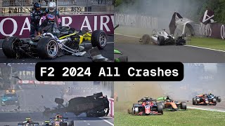 F2 2024 All Crashes [upl. by Nwahsar]