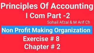 I com 2Chap2 Exe8 Principles of Accounting Sohail Afzal Book Non Profits Making Organization [upl. by Bocyaj339]