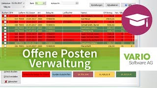 Finanzverwaltung in der VARIO Warenwirtschaft  Offene Posten Mahnungen OnlineBanking  Tutorial [upl. by Anniroc]