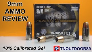 9mm AMMO REVIEW Federal PUNCH 124 gr JHP in Calibrated Gel 2021 [upl. by Penrose]