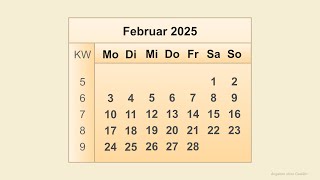 Kalender Februar 2025 [upl. by Dillie]