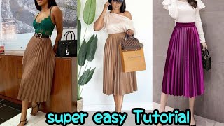 DIY ACCORDION  SUNRAY PLEATED SKIRT Cutting and stitching tutorial [upl. by Auqinahs]