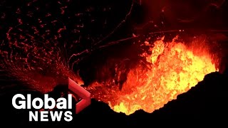 Lava erupts from Hawaiis Kilauea volcano in stunning video [upl. by Alano230]