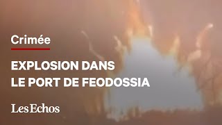 Les images impressionnantes de l’explosion dans le port de Feodossia en Crimée [upl. by Navlys]