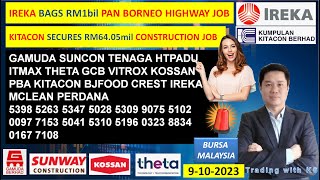 Daily KLSE BURSA UPDATE  9102024 💥IREKA BAGS RM1bil JOB 💥KITACON SECURES RM6405mil JOB💥KOSSAN [upl. by Diarmit]