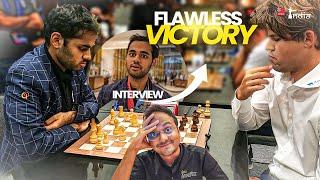 Arjun Erigaisis flawless win over Magnus Carlsen EXPLAINED  Interview  World Blitz Teams 2024 [upl. by Haiacim]