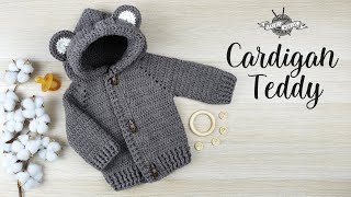 CARDIGAN ours quotTeddyquot au crochet pour bébé et enfant de 0 à 1 an [upl. by Cosme]