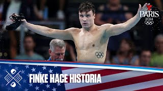 Bobby Finke de USA gana oro y rompe récord en Natación 1500 m libres  Juegos Olímpicos París 2024 [upl. by Martine767]