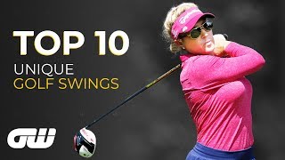 Top 10 UNIQUE Golf Swings  Golfing World [upl. by Lorollas232]