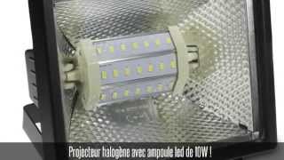 Projecteur halogène noir IP 54  ampoule led SMD 10W blanc froid [upl. by Aiekam]