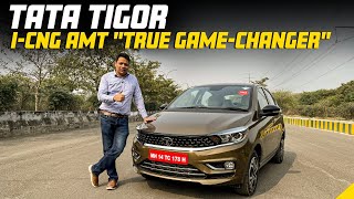 Tata Tigor CNG AMT Drive review Power performance all details  Times Drive [upl. by Ygiaf]