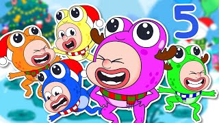 Five Little Frogs Jumping on The Bed Christmas Song  Animals Song 🐸🐸🐸 2D Billions Kids Songs [upl. by Akinohs]