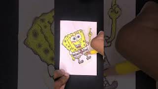 SpongeBob Stipple Art Color Filling  Cartoon artandcraft dotart stipplingart satisfiyingart [upl. by Lraed]