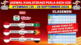 RESMI Jadwal Kualifikasi Piala Asia U 20 2025  Timnas Indonesia vs Maladewa  Live Indosiar [upl. by Ronalda479]