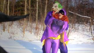 Batman vs The joker vs Batgirl with Spiderman Batman Kisses Batgirl in Real Life Superhero [upl. by Annavas]