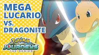 Korrina Returns—Mega Lucario vs Dragonite  Pokémon Journeys The Series  Official Clip [upl. by Aizti832]