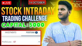 🔰Stock Intraday Trading Challenge DAY 621  14 October equitytrading tradingchallenge [upl. by Eedyaj]