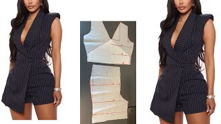 How to make an Overlap Playsuit  Romper  Wrap Jumpsuit  Romper [upl. by Zaria716]