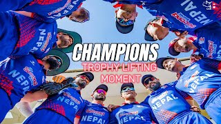 TROPHY 🏆 LIFTING MOMENT  CHAMPION  4K  NEP VS USA cricket nepal usa t20 [upl. by Loydie584]