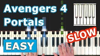 Avengers 4 Endgame  Portals  SLOW Piano Tutorial EASY  Sheet Music [upl. by Akerboom400]