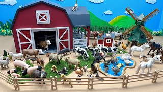 Diorama For Farm Animals  Barn Playset Animals Cow Horse Chicken Duck Sheep [upl. by Haskel]