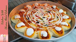 Crown Crust 🍕 Pizza Recipe  With Homemade Pizza Dough Pizza Sauce And White pizza topping Sauce [upl. by Tiraj]