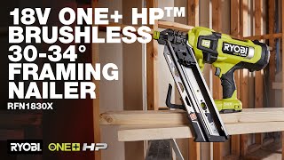 RYOBI 18V ONE HP™ Brushless 3034° Framing Nailer RFN1830 in action [upl. by Lamag]