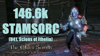 ESO  Stamina Sorcerer 1466k PvE DPS Build  U41 Scions of Ithelia [upl. by Let813]