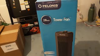 PELONIS 28 INCH TOWER ROTATING TOWER FAN ASSEMBLE UNBOXING AND REVIEW [upl. by Anitnerolf493]