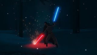 Star Wars The Force Awakens  Rey and Finn VS Kylo Ren ENDING FIGHT SCENE Lightsaber Battel [upl. by Kcira]