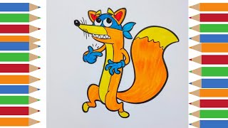 How to draw Swiper from Dora the Explorer cartoon step by step Easy drawing for kids [upl. by Nillek]