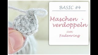 Häkel Basic  4 Maschen verdoppeln am Fadenring ➰  Anleitung für Anfänger [upl. by Corrine486]