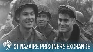 American amp German Prisoners Exchange At St Nazaire 1944  British Pathé [upl. by Eedia458]