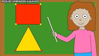 Los polígonos para niños Triángulo y cuadrilátero Video de Peques Aprenden Jugando [upl. by Toma]