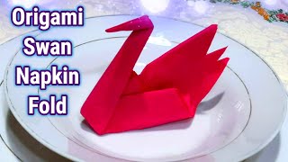 Swan Napkin Fold  Origami Serviette Birds  Napkin Origami  Easy Swan  Paper Nakin Swan [upl. by Ailen]