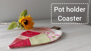 Pot holdercosterquick amp easy pot holderhow to make a beautiful fabric leaf [upl. by Ettenoitna]