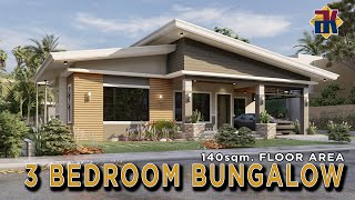 HOUSE DESIGN 3 Bedroom Bungalow  140sqm  Exterior amp Interior Animation [upl. by Liu]