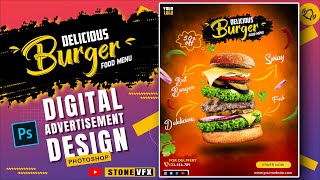 Fast Food Poster Design in Photoshop Digital Food Advertisement Poster design in photoshop [upl. by Oliy]