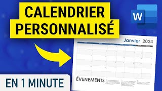 Créer et imprimer son CALENDRIER sur Word [upl. by Rhodie488]