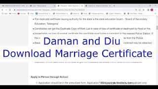 Daman and Diu  Dowload or View Marriage Certificate Online [upl. by Corvin75]