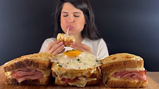 CROQUE MONSIEUR amp CROQUE MADAME SANDWICHES  MUKBANG  ASMR [upl. by Aihsar]