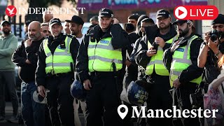 Live Aerial view of Manchester as further farright riots expected [upl. by Onitnas]