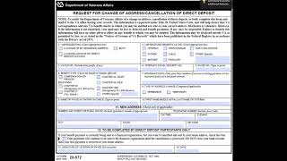 VA Form 20572 Request for Change of Address  Cancellation of Direct Deposit [upl. by Willy]