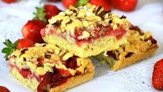 Prhka pita s jagodama  Brzi voćni kolač  Strawberry Crumb Bars [upl. by Akirdna329]