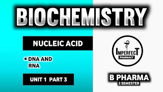 Nucleic Acid  DNA  RNA  Biomolecules  Biochemistry  B Pharma 2nd Semester [upl. by Wolsky]