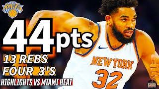 KNICKS VS HEAT OCTOBER 30 2024 KARLANTHONY TOWNS DESTROYS MIAMI 😯😱 [upl. by Fihsak]