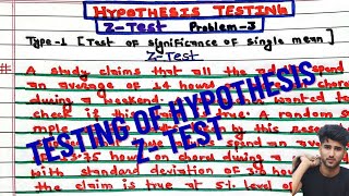 Hypothesis Testing Problems3  Z Test amp T Statistics  One amp Two Tailed Tests 2 problem 3 [upl. by Repohtsirhc]